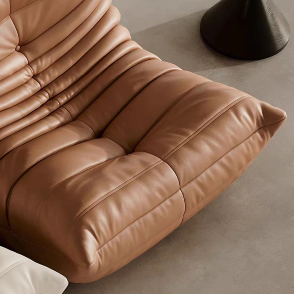 Brown Velvet Caterpillar Sofa with Ottoman - Image 7