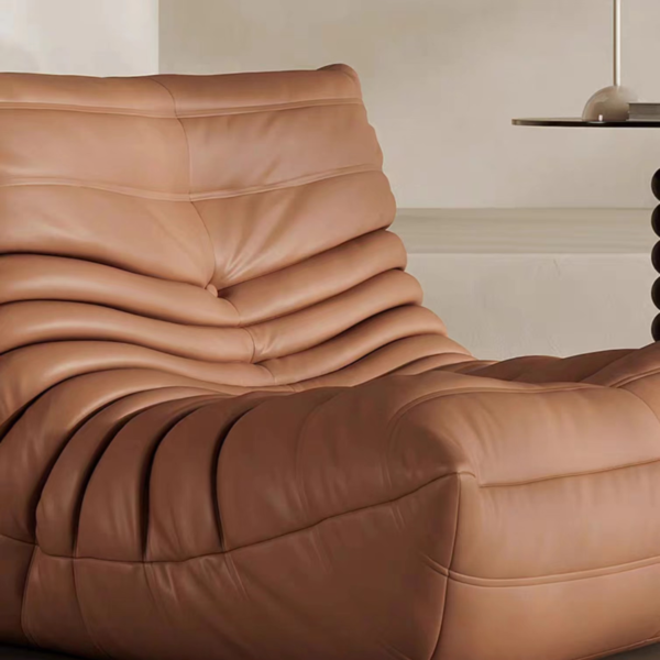 Brown Velvet Caterpillar Sofa with Ottoman - Image 6