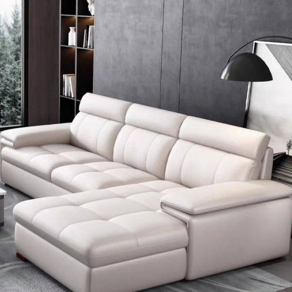 Adjustable White Leather sofa - Image 5