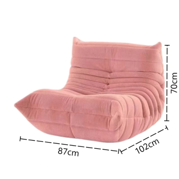 Pink Velvet Caterpillar Sofa - Image 2