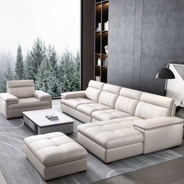 Adjustable White Leather sofa - Image 4