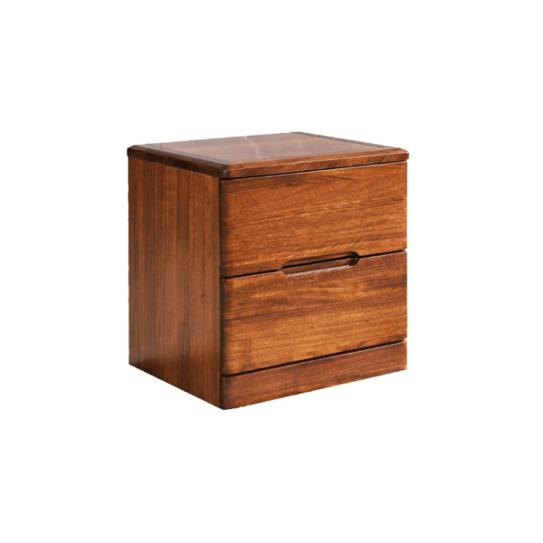 Solid Wood Bedside Table with Two Drawers in Dark Brown Finish 48