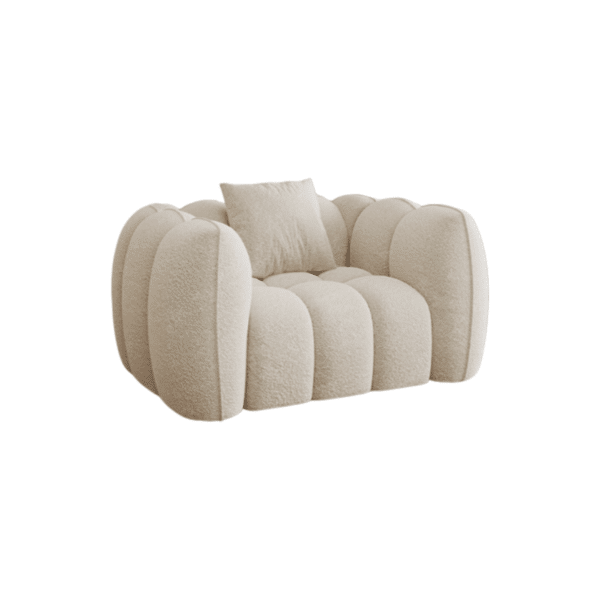 White Velvet Pumpkin Sofa with High-Resilience Foam 119