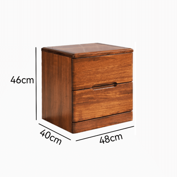 Solid Wood Bedside Table with Two Drawers in Dark Brown Finish 48 - Image 2