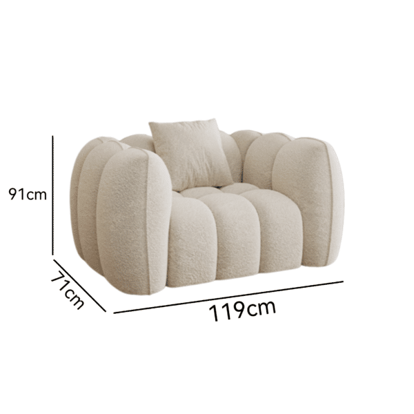 White Velvet Pumpkin Sofa with High-Resilience Foam 119 - Image 2