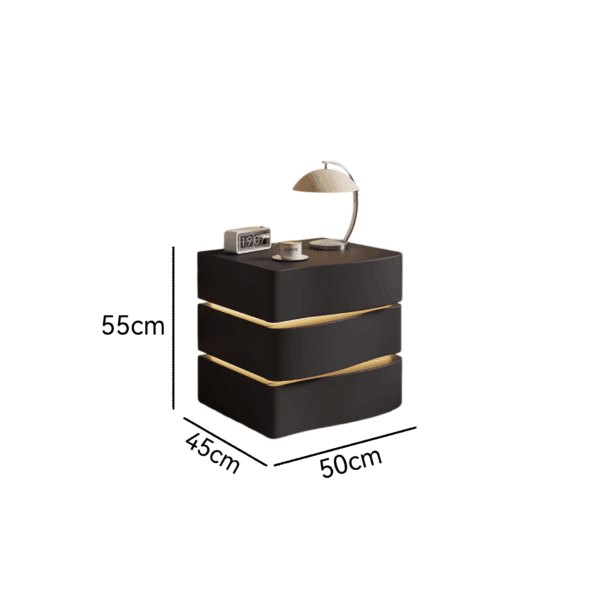 Black and Gold Solid Wood Three-Drawer Bedside Table 50 - Image 2