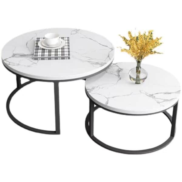 Chanel White Double-Round Modular Sintered Stone Coffee Table 70*50