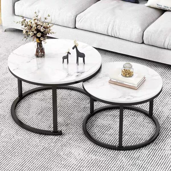 Chanel White Double-Round Modular Sintered Stone Coffee Table 70*50 - Image 5