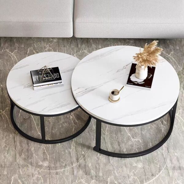 Chanel White Double-Round Modular Sintered Stone Coffee Table 70*50 - Image 3