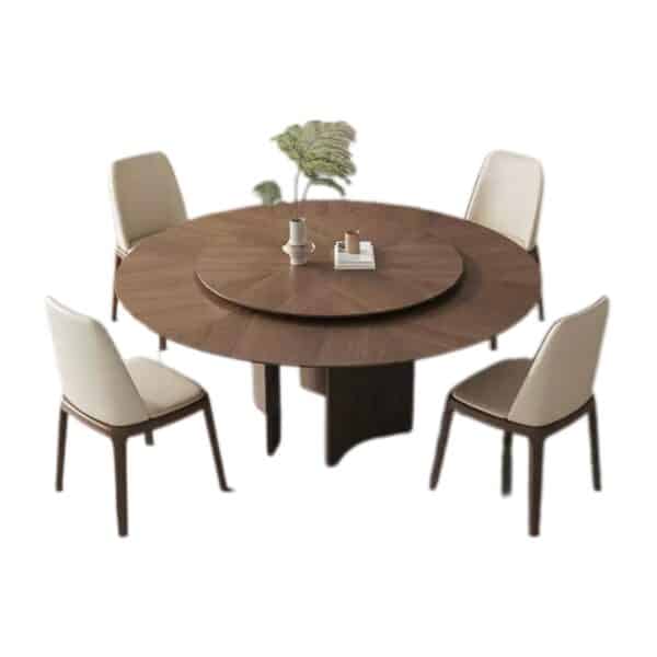 Solid Wood Dining Table with Lazy Susan and Multicolor Design 135