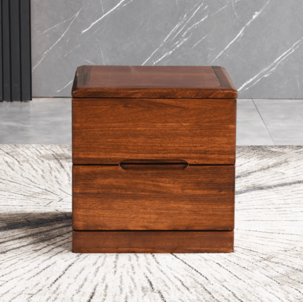 Solid Wood Bedside Table with Two Drawers in Dark Brown Finish 48 - Image 5