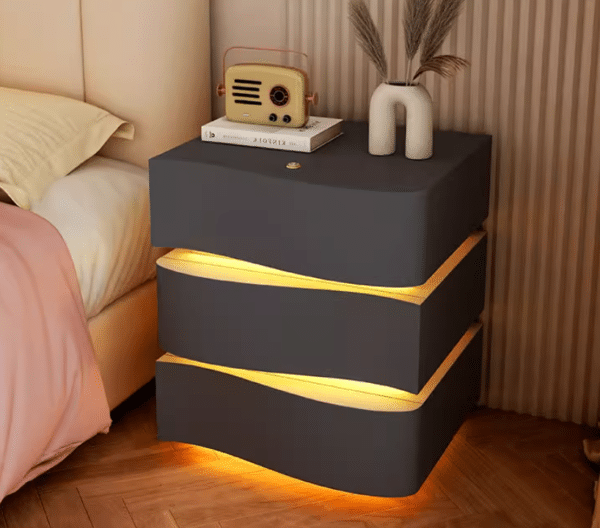 Black and Gold Solid Wood Three-Drawer Bedside Table 50 - Image 5