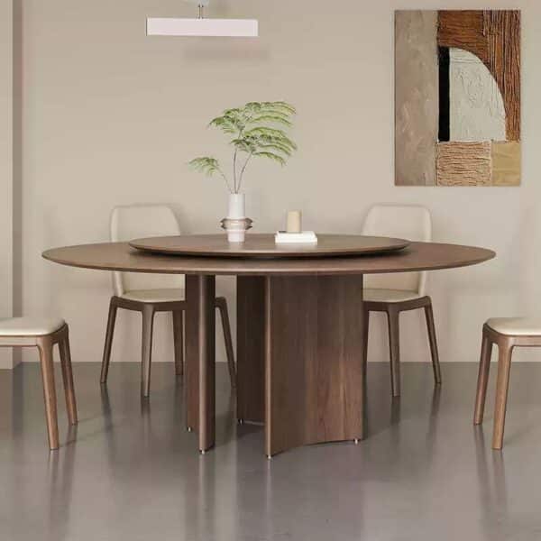 Solid Wood Dining Table with Lazy Susan and Multicolor Design 135 - Image 2