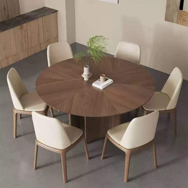 Solid Wood Dining Table with Lazy Susan and Multicolor Design 135 - Image 3