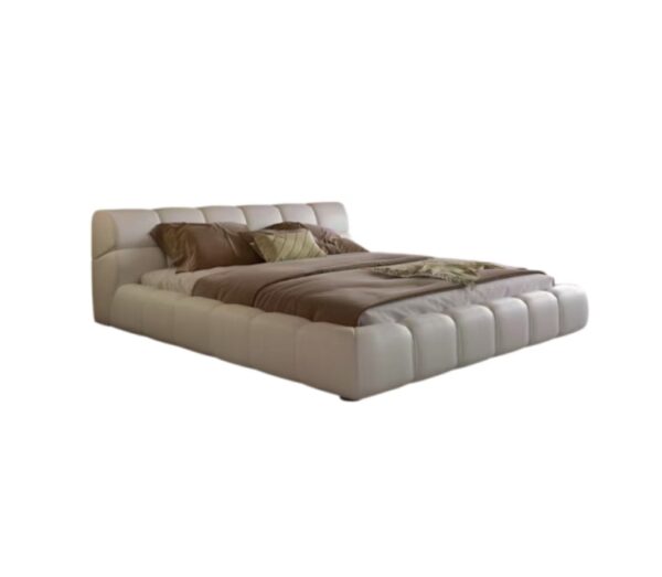 White Microfiber Suede Chocolate Puff Bed Frame 153