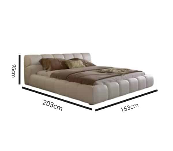 White Microfiber Suede Chocolate Puff Bed Frame 153 - Image 2