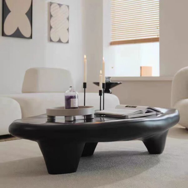 Black Fiberglass Pebble Coffee Table 150 - Image 4