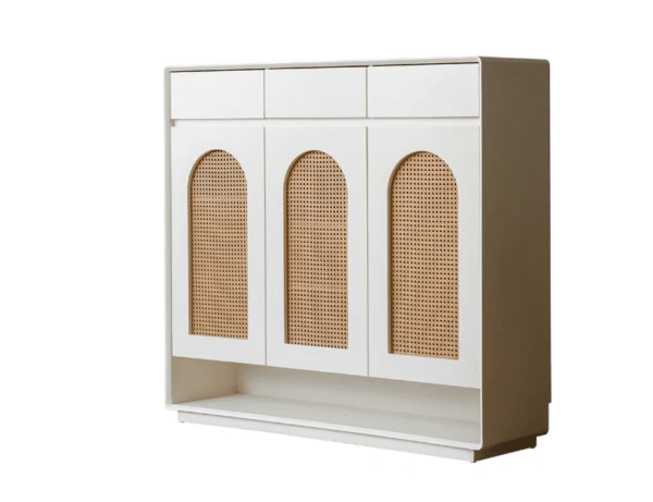 White Solid wood three-door shoe cabinet 153